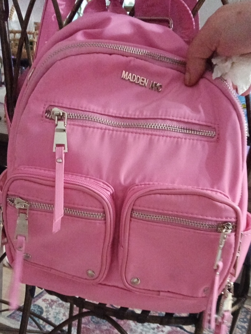 Steve Madden Pink Nylon Backpack with Front Pockets